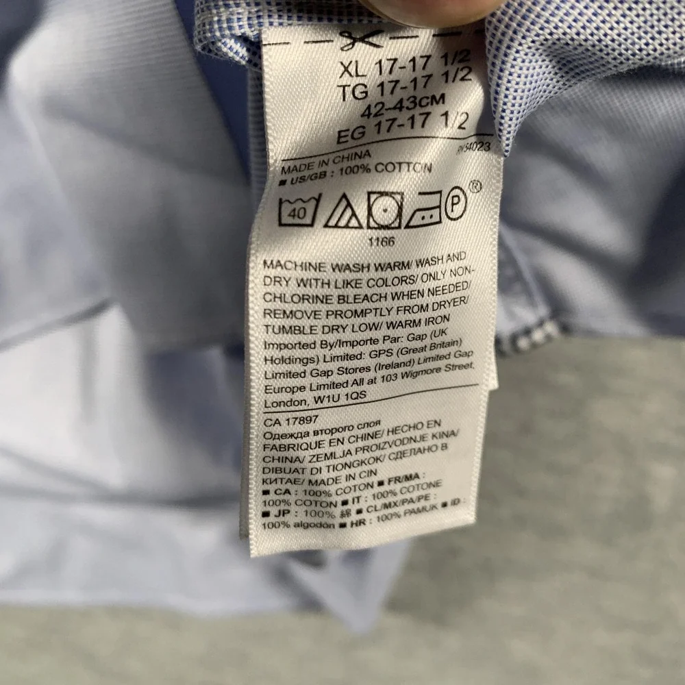 Banana Republic Shirt Mens XL Blue Camden Standard Fit Non Iron Dress Check